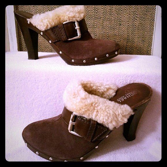 Michael Kors Shoes - Michael Kors suede fur lined mules